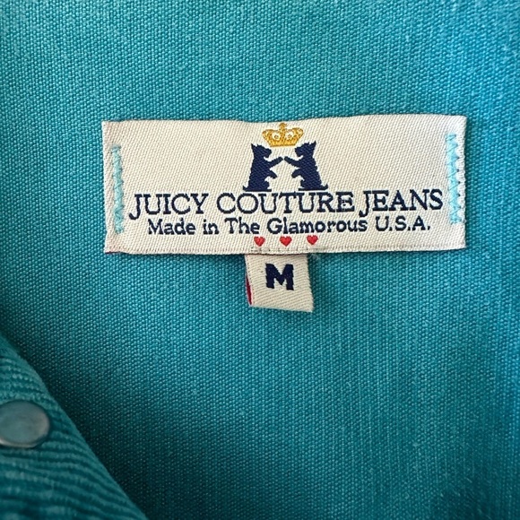 Juicy Couture Corduroy Jacket. Medium Trucker Style Y2K Green Blue - Picture 4 of 5